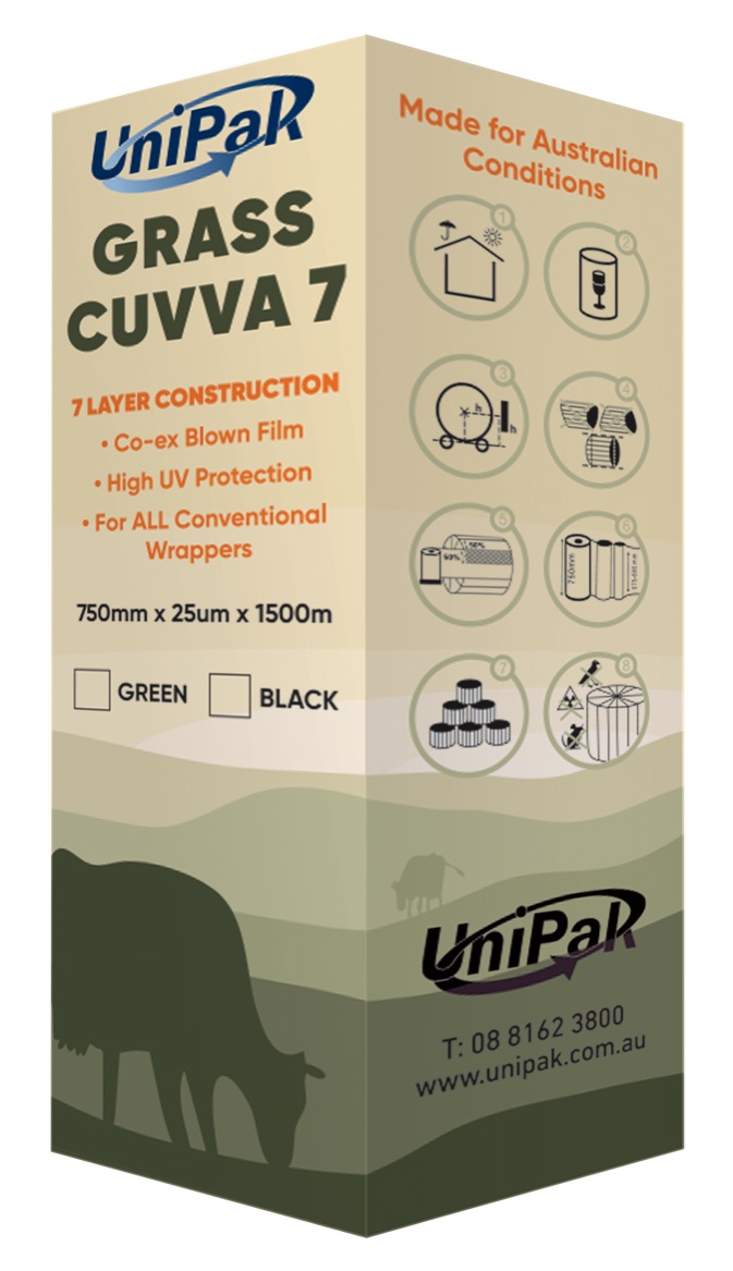 Green bale wrapped with white silage film